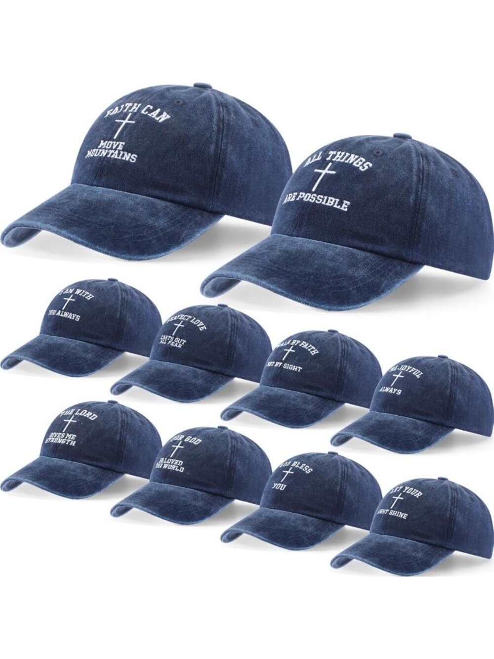 10 Pcs Christian Cross Baseball Caps | Faith-Inspired Hats for Men & Women